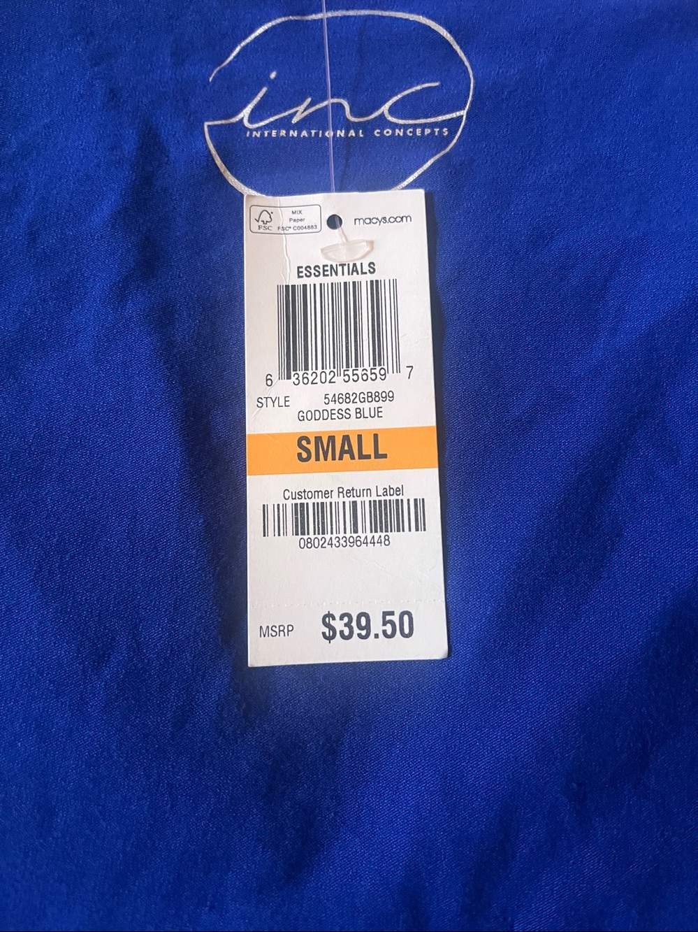 INC International Concepts V-Neck Sleeveless Tank in Royal Blue - Picture 4 of 4